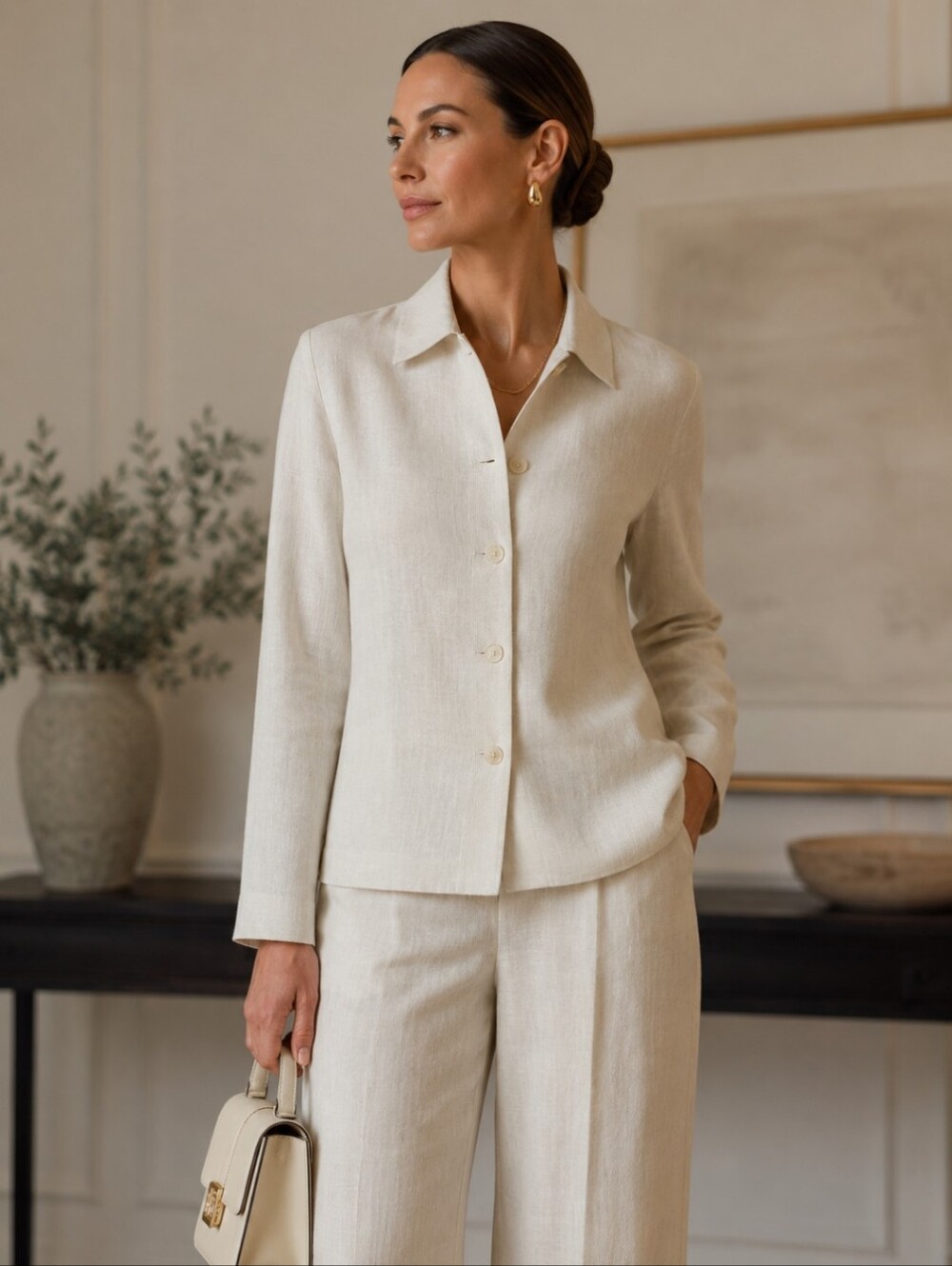 Vtg Talbots Linen Blazer Quiet Luxury Cream Neutral Old Money Coastal Sz 6